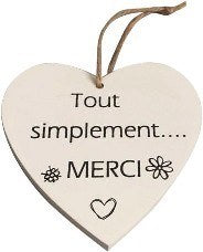120606|Tout Simplement....merci Hanging Wood Heart 12 /case Default Title