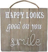 120506|30% - "Happy Looks Good on You. Smile" Hanging Wood Wall Sign 16/case Default Title