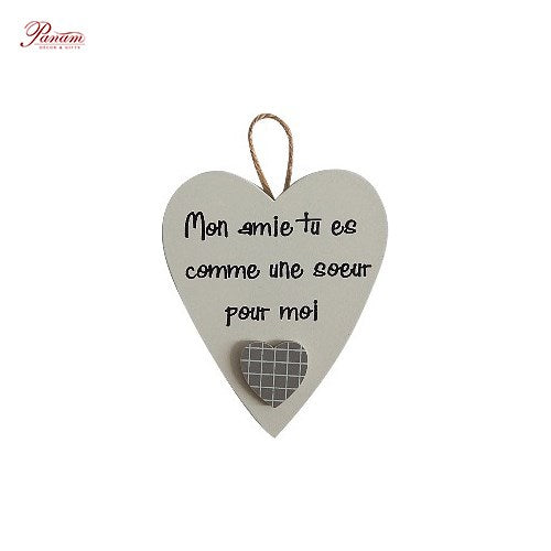 120608|Mon Ami Tu Es Comme Une Soeur Pour Moi Hanging Wood Heart 24 /case Default Title