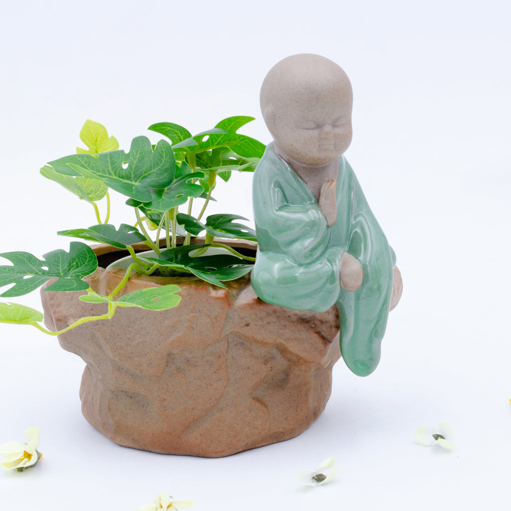 170409|Little Buddha in Glazed Green - Flower Pot 24/CS Default Title