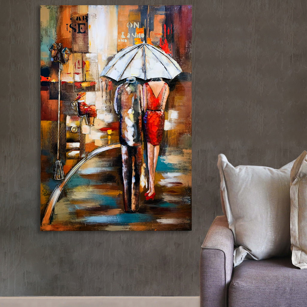 070201|Lovers in the Rain 3D Metal Painting 1pc/case Default Title