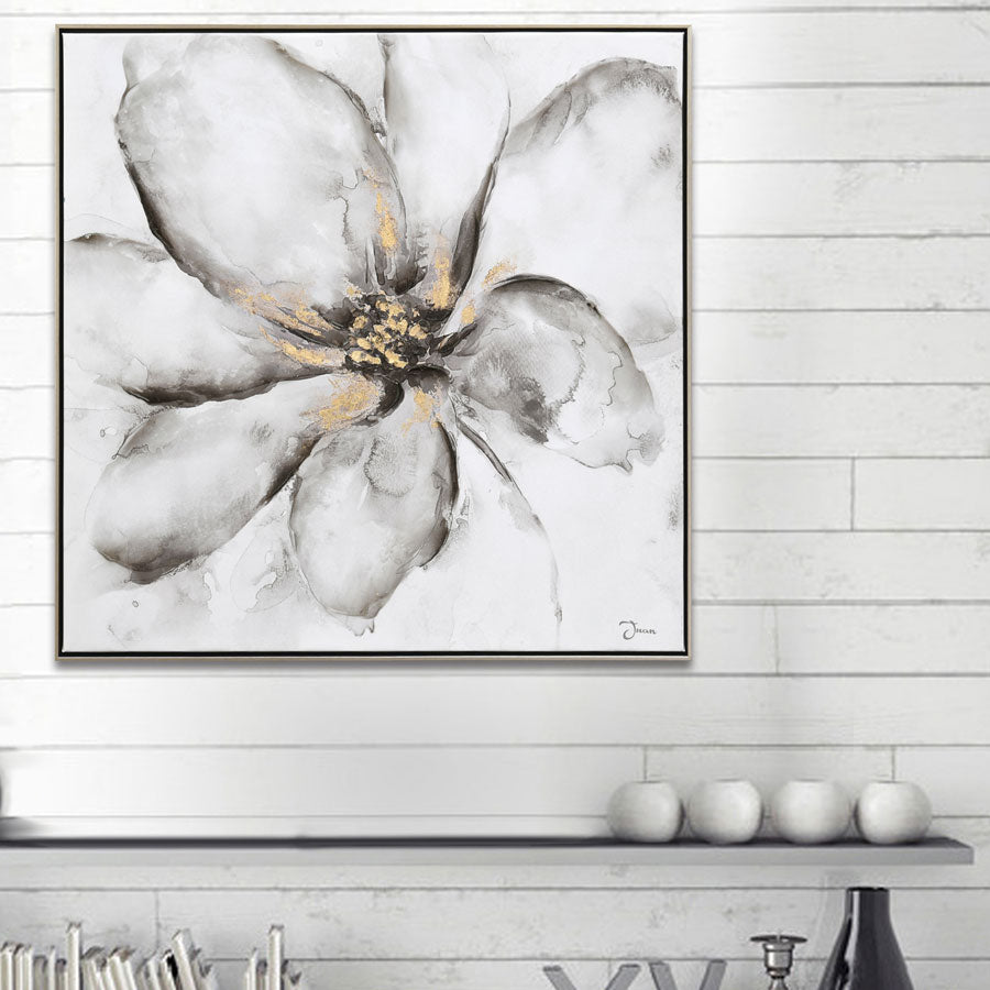 080402|Gold Accented Flower - Canvas Print 2/case Default Title