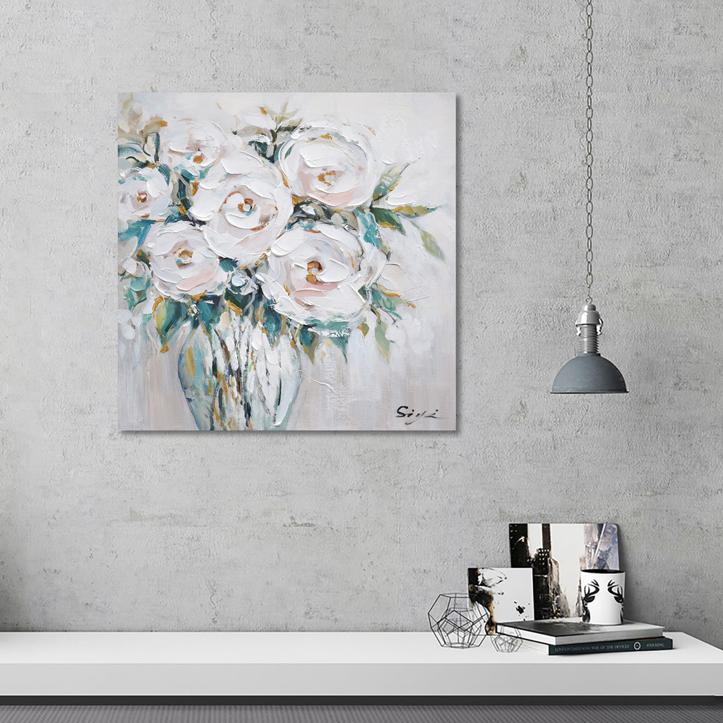 080414|White Roses - Oil Painting 1/case Default Title
