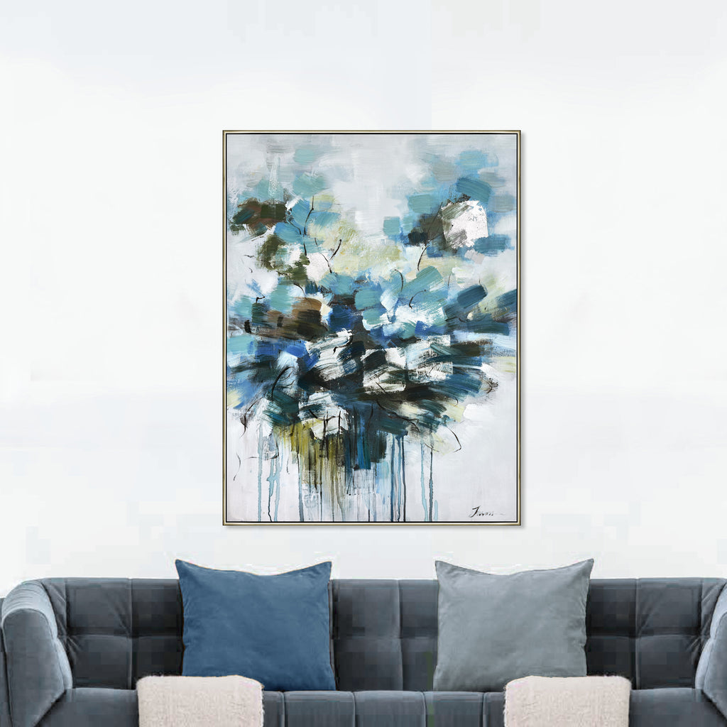 080405|Blue Abstract Flowers Oil Painting 1/CS Default Title