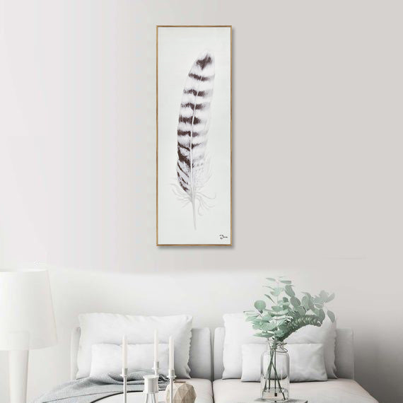 080505|Brown Striped Bird Feather Oil Painting 1/CS Default Title