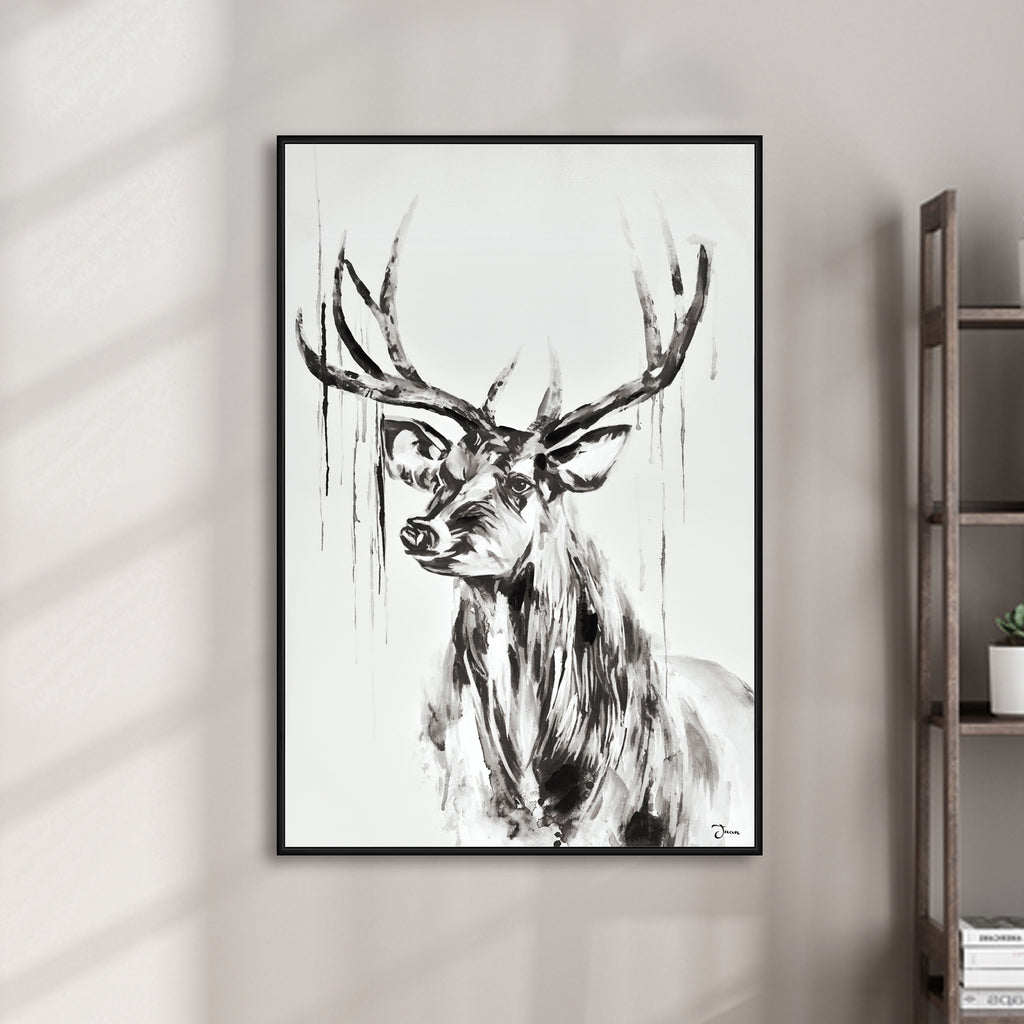 080202|Black & White Reindeer Oil Painting 1/CS Default Title