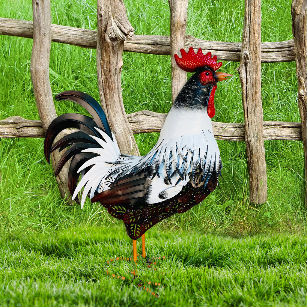 036070|Rooster Metal Lawn Ornament 2/case Default Title