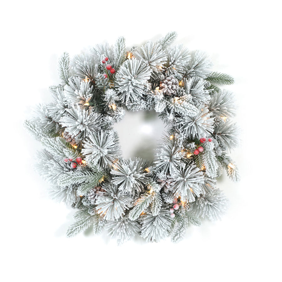 017085|20" Snowy Christmas Wreath 2/CS Default Title