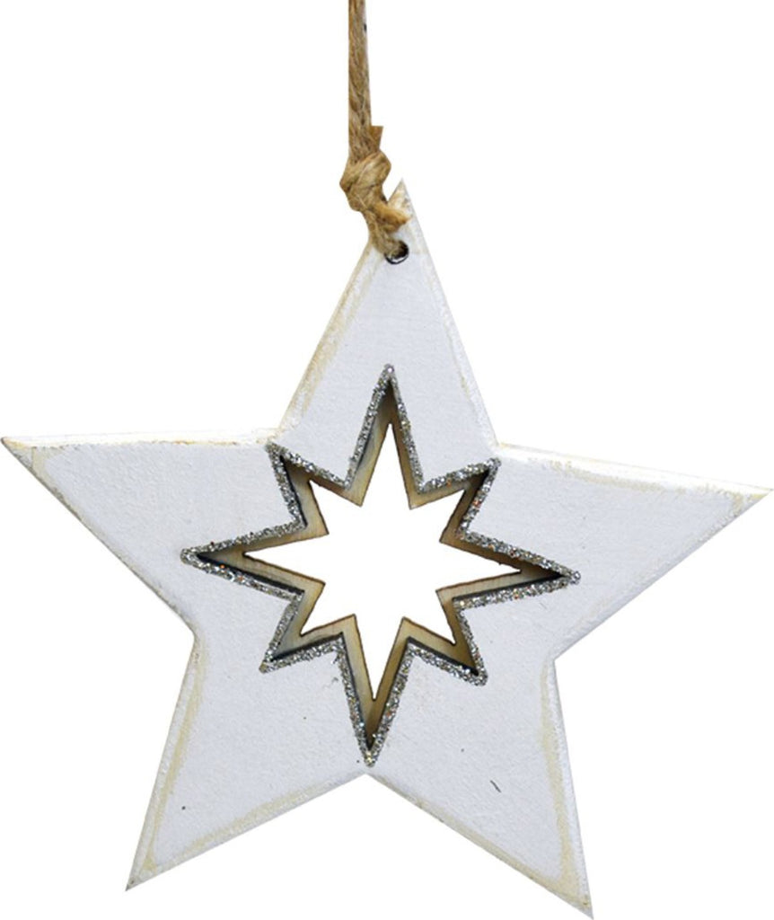 016542|Star Cut Out Wooden Christmas Ornament 432/case Default Title