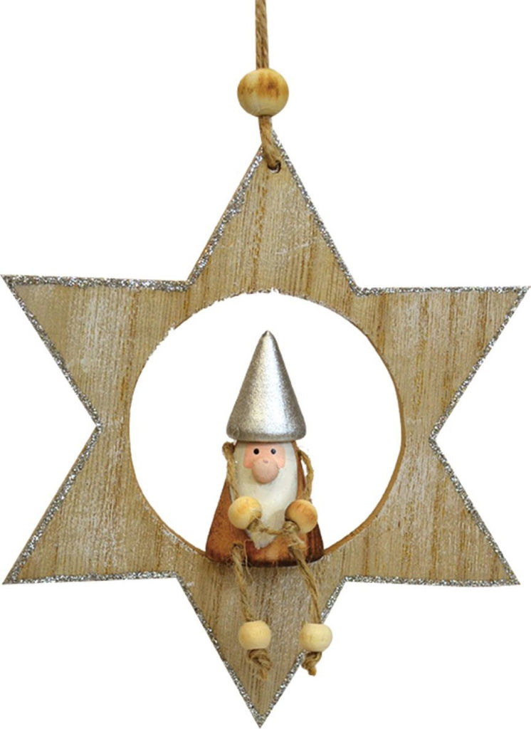 016546|Wooden Santa in a Star Ornament 144/case Default Title