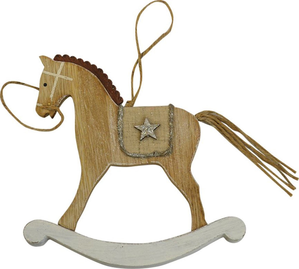 016546|Wooden Rocking Horse Christmas Ornament 144/case Default Title