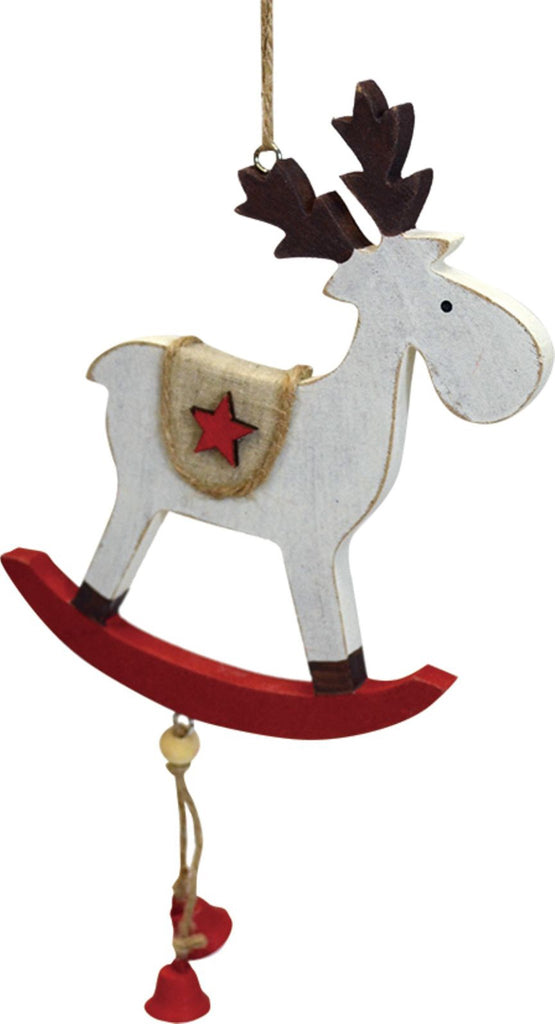 016536|Wooden Rocking Reindeer Christmas Ornament 216/case Default Title