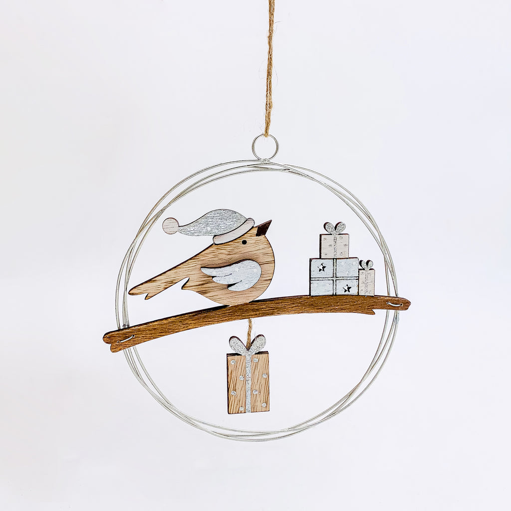 016524|Blue Bird with Gifts Hanging Ornament 144/case Default Title