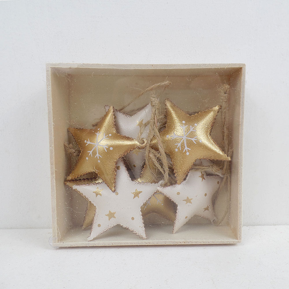 Wooden Box of Metal Star Ornaments 192set/case Default Title