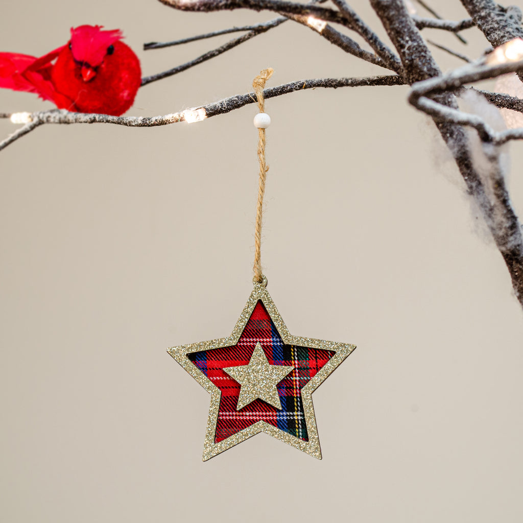016552|Plaid Christmas Star Ornament 576/CS Default Title