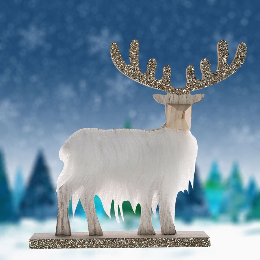 016075|Large Woolly Reindeer Décoration 48/case Default Title